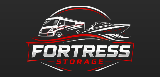 Fortress Storage logo with RV and boat